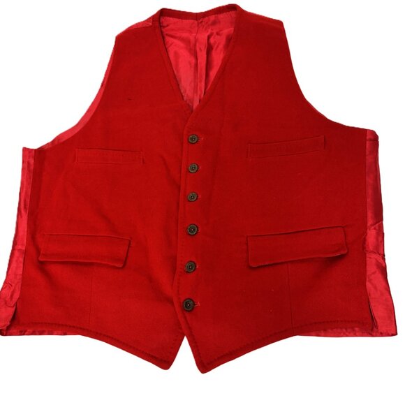 Baskin Vintage Red 100% Wool Vest Size 44 - Picture 2 of 15